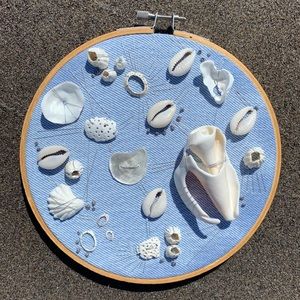 Hand made ocean embroidery wall hanging